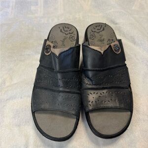 Propet Blue Leather Slip-On Sandals